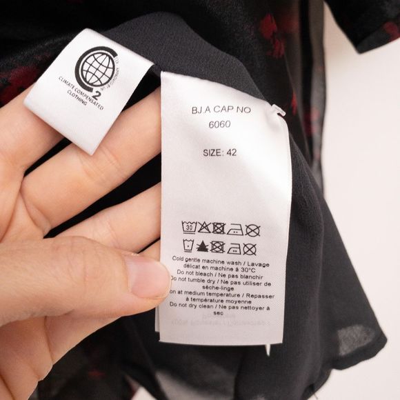 GANNI Floral Print Organza Short Shift Dress in Phantom 252 Size 42 NWT - Picture 8 of 11